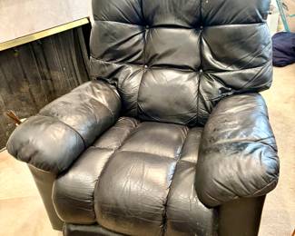 Navy leather recliner