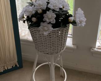White Basket Plant Holder