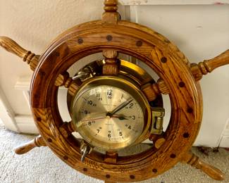 Vintage brass porthole clock