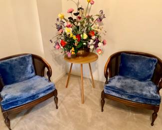 Vintage Blue Velvet Side Chairs