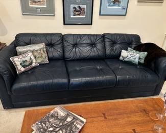 Blue leather sofa