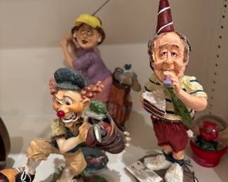 Russ Berrie - Doug Harris “Caution Woman Driver” & “Happy Birthday “ Figurines, Slapstick Golf Clown “Tee’d Off”