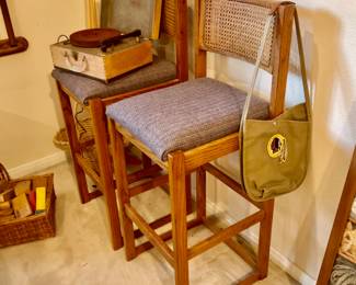 Two barstools with Cane back