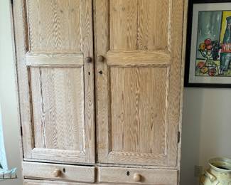 Vintage old English pine armoire
