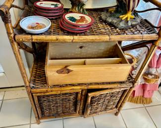 Bamboo/wicker shelf with storage