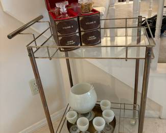 MCM brass rolling tea cart