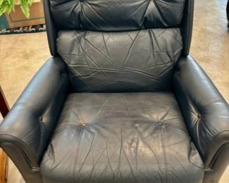 Navy leather recliner