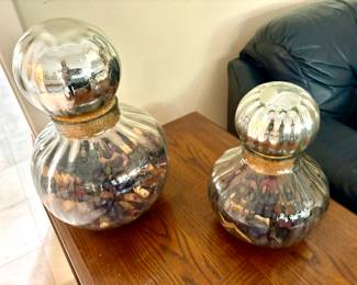 Silver top decorative jars