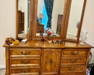 Matching triple dresser with mirror