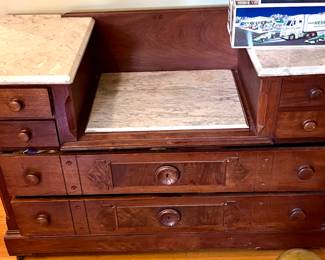 Beautiful wood bedroom marble topped dresser 