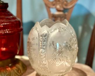 Etched glass dome to lamp