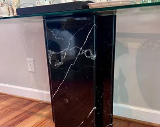 Marble based glass table