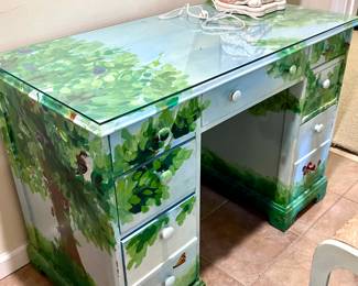 Desk painted by local artist. 