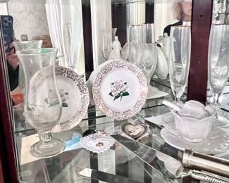 Glassware, china, cake service pieces