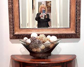 Demi globe drinks cabinet, accessories & mirror.