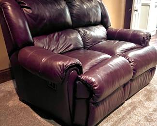 Movie room sofa maroon leather