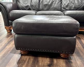 Comfy dark brown leather sofa & chairs