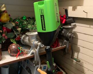 Christmas, sausage grinders, string trimmer