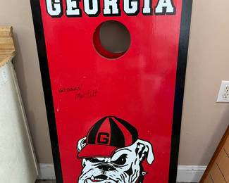 Corn hole game signed by Mark Richt