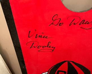 Corn hole game signed by Vince Dooley