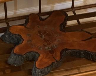 Carved wood clock