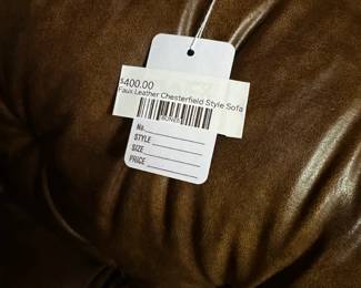 Faux Leather Chesterfield Style Sofa