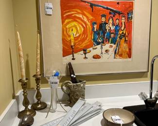 Picasso lithograph, Brass Candlesticks