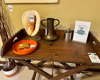 Folding Accent Table, Jumbo Conch Shell with Stand, Asahi Ashtray
