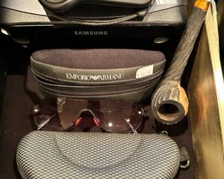 Emporio Armani sunglasses, Samsung gear/VR controller