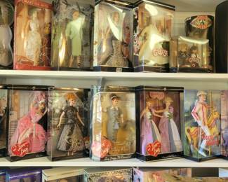 Nearly 100 Barbie dolls in the boxes. 