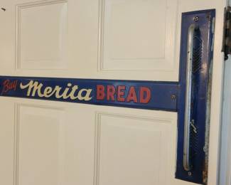 Original Merita Bread screen door pull handle metal advertising sign. 