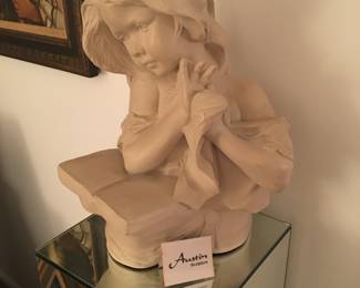 Bust sculpture, stamped with "Austin Prod Inc.", also stamped with "Verde"
