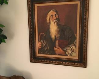 Large framed original canvas painting signed by Herrera Blanco