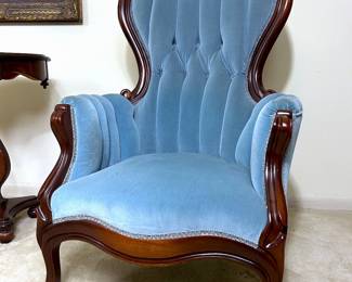 A second Victorian style high back Berger chair, circa 1950