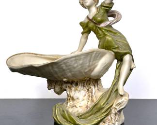  Art Nouveau porcelain figurine by Royal Dux Bohemia with the red clay triangle mark with 'E' making this piece being made before 1919.........To register so you can place bids go to www.capitolsalesservices.hibid.com