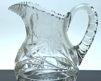 Antique Gilded Age era American Brilliant Cut Glass pitcher 