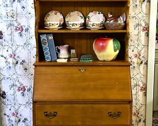 Vintage maple drop front secretary 