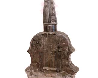 Silverplate violin decanter and music box made in India