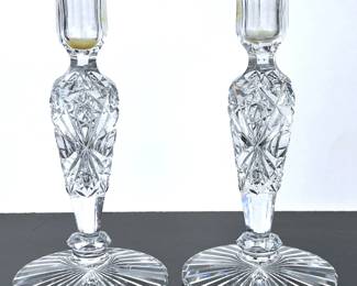 Antique American Brilliant Cut Glass candle holders by HAWKES.......To register so you can place bids go to www.capitolsalesservices.hibid.com
