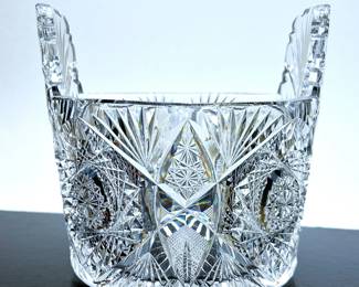 American Brilliant Cut Glass ice bucket from the late 1800s during the Gilded Age.   