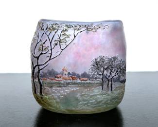 A small French Cameo Glass Vase by Legras.......To register so you can place bids go to www.capitolsalesservices.hibid.com