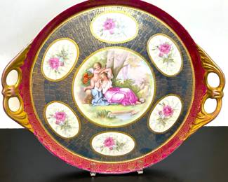 Antique porcelain tray in the style of Vienna Porcelain 
