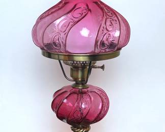 Fenton cranberry glass lamp