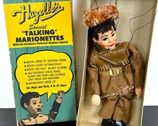 1950s Hazelle's Talking Marionette string puppet of The Pioneer with the original box 