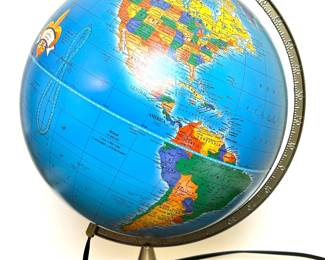 Illuminated world globe by Geo R. Cram Co, made in the USA 