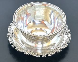 Sterling silver sauce bowl by Wallace in their Grand Baroque pattern