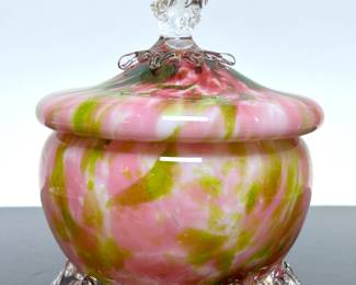 Antique European glass covered jar