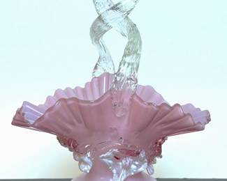 Victorian art glass basket 