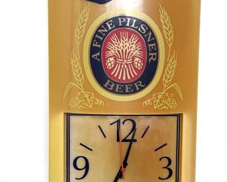 Vintage Miller Lite Illuminated Clock Sign that was originally used at 'The Gusher' liquor store of Mustang, Texas in Navarro County