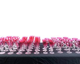 A set of antique cranberry glass goblets